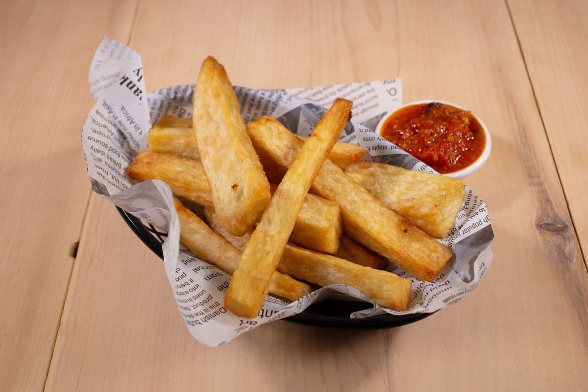 Fried Yam and Pepper Sauce