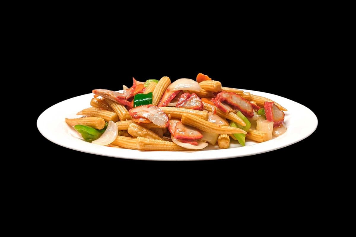 164. Stir-Fried BBQ Pork and Baby Corn