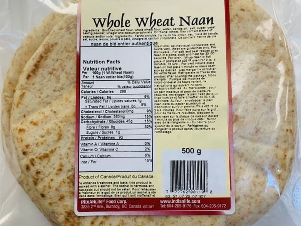 INDIAN LIFE WHOLE WHEAT NAAN 500G