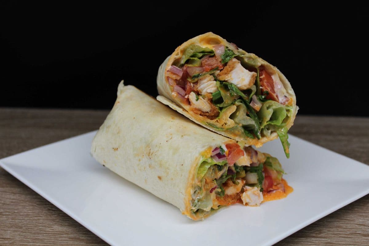 Buffalo Chicken Caesar Wrap with Fries