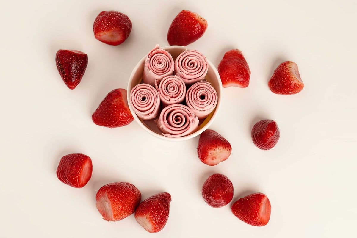 Strawberries Rolled Ice Cream