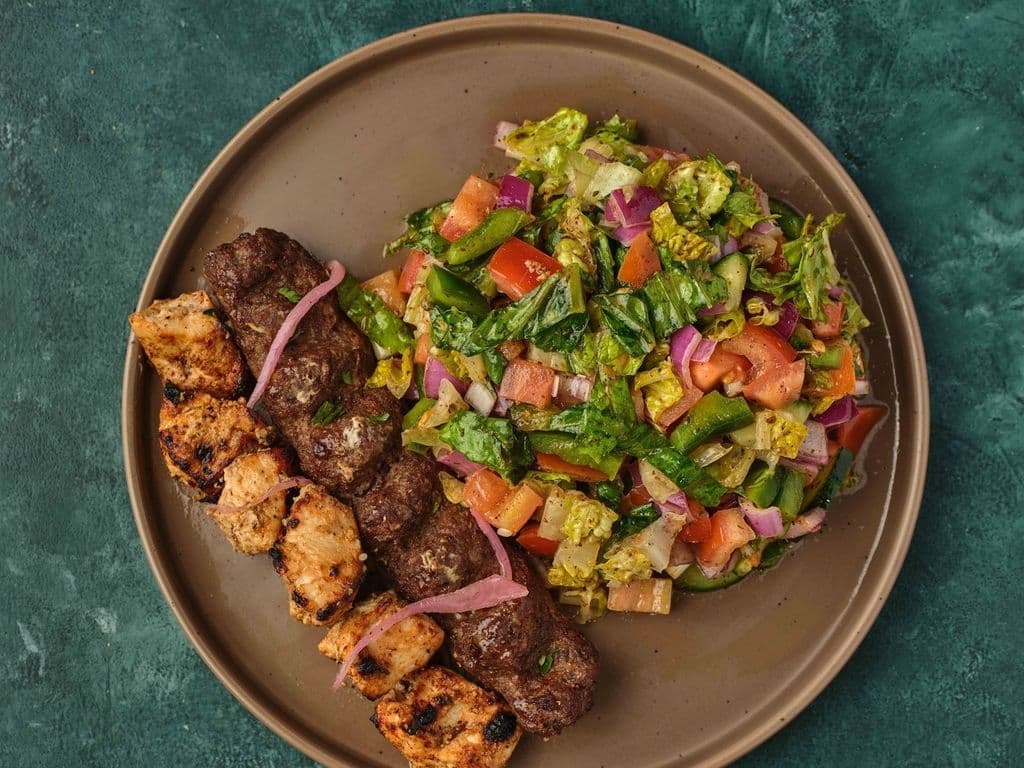 Kebab and Shish Taouk Plate with Salad