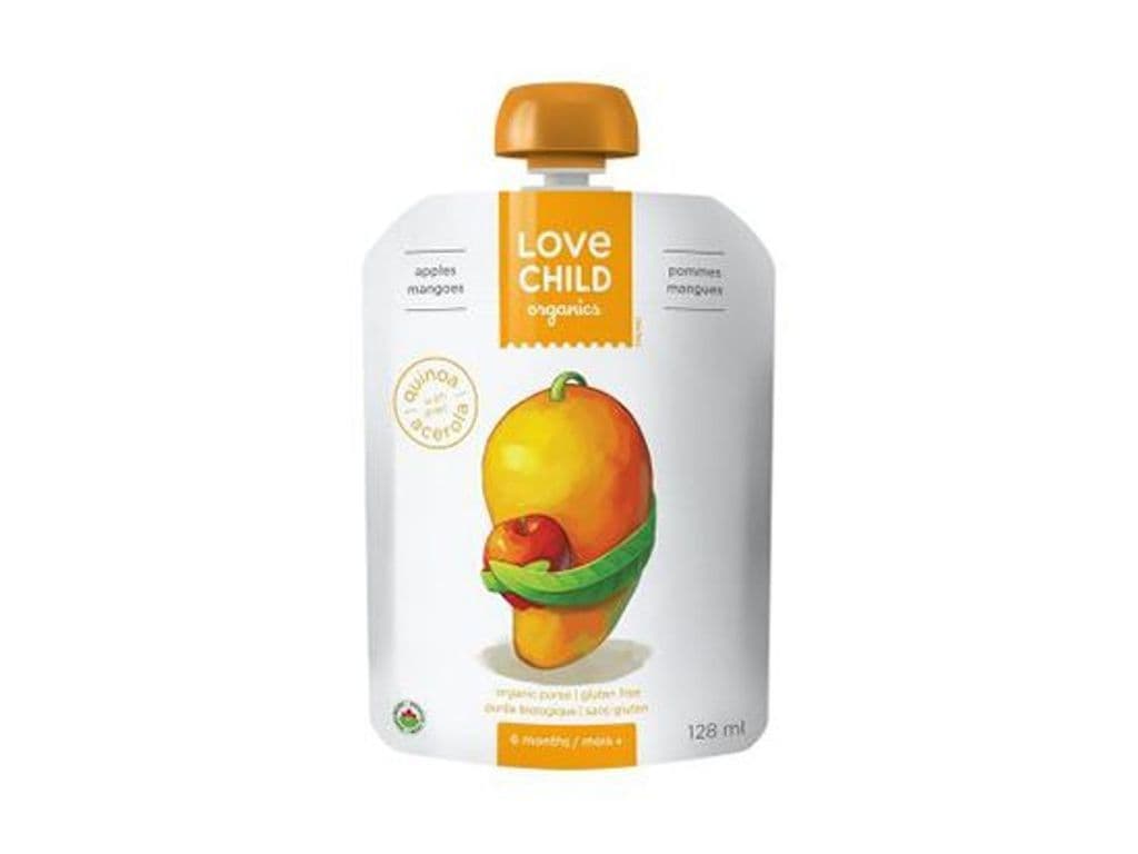LOVE CHILD ORGANIC APPLES MANGOES PUREE 128ML