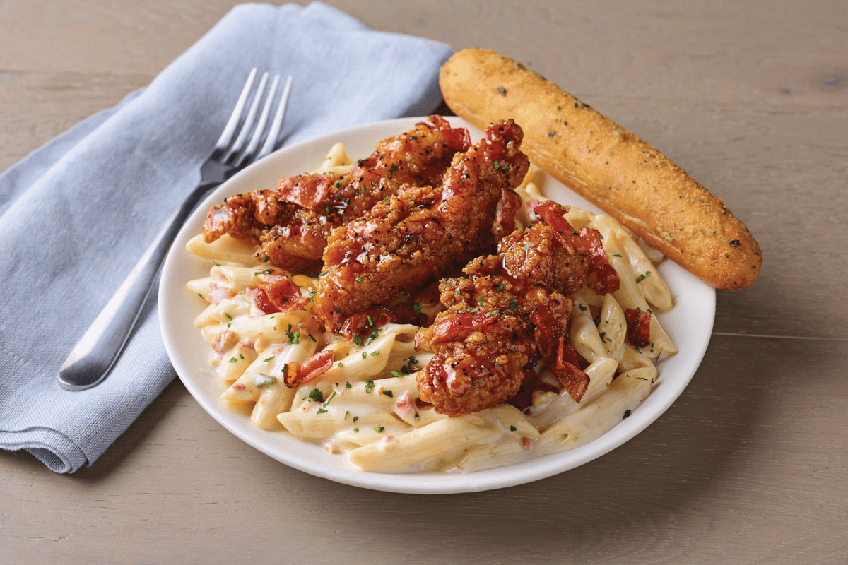 Four Cheese Mac 'N' Cheese with Honey Pepper Chicken Strips