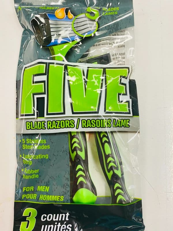 Three Five Blade Disposable Razors