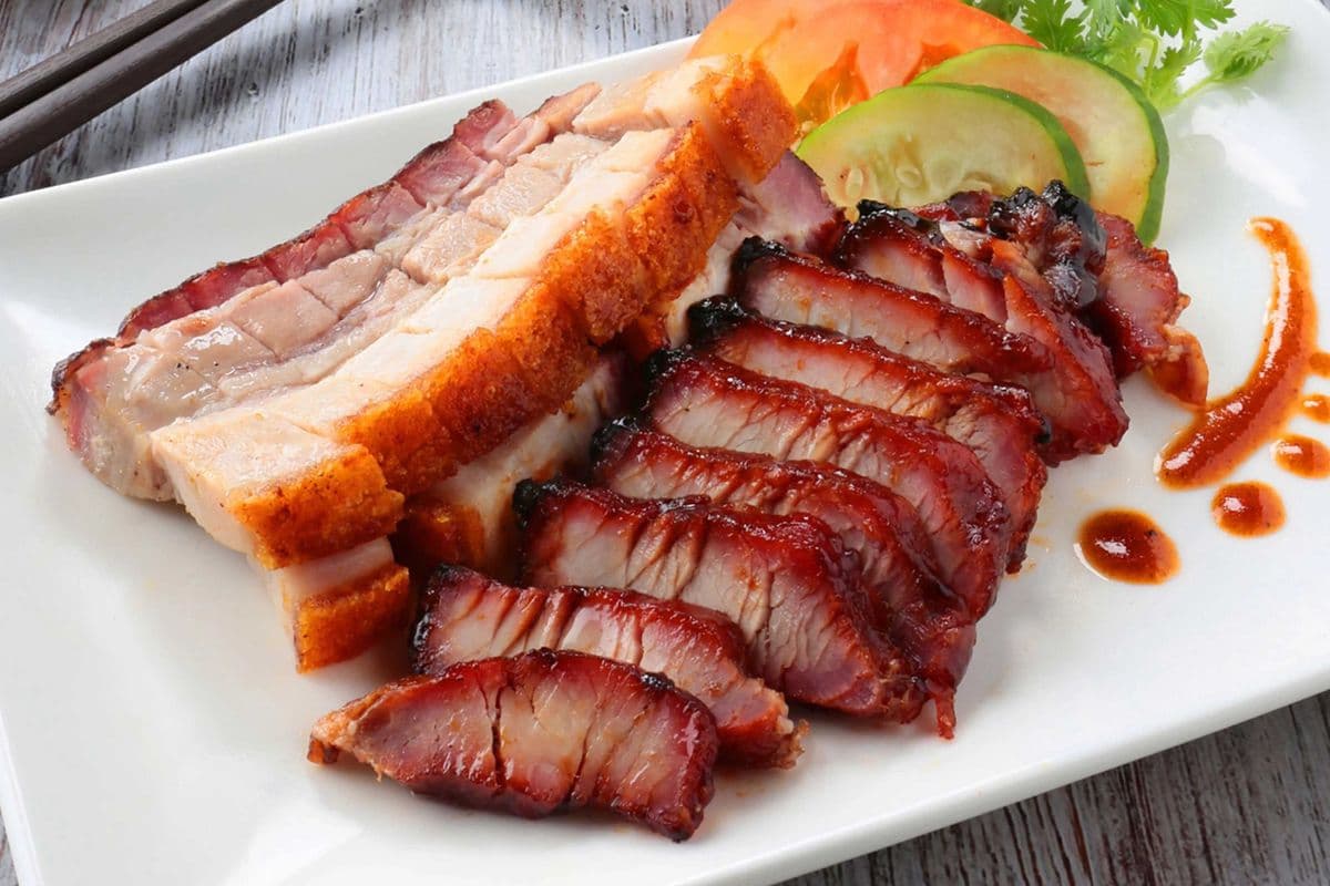 Rice 米饭, Roast Pork 烧肉, and Honey BBQ Pork 叉烧 Combo