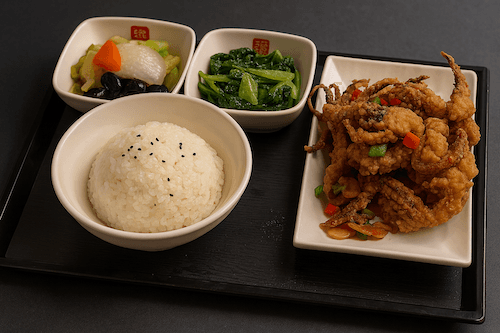 Deep Fried Spicy Salty Squid Tentacles Set Meal / 椒鹽魷魚鬚定食