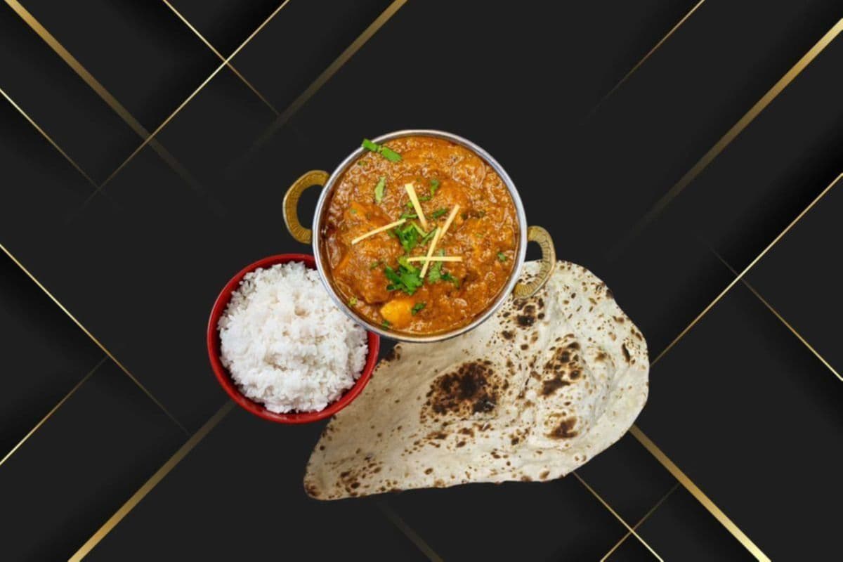Chicken Curry, Rice, and One Naan