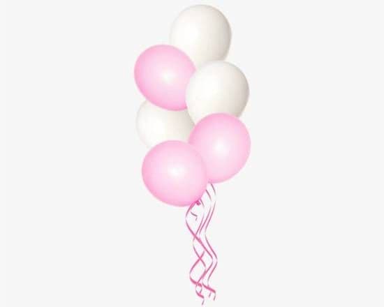6 Balloons Bundle - ( 3 of 11" White Latex + 3 of 11" Pink Latex Balloons)