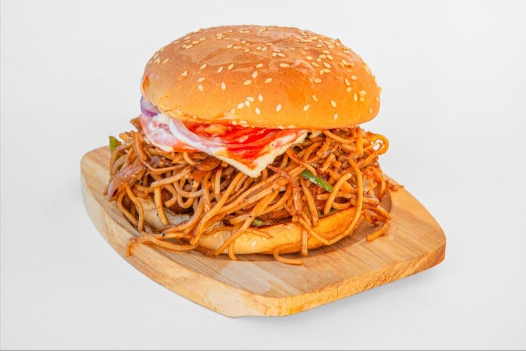 Aloo Tikki Noodle Burger