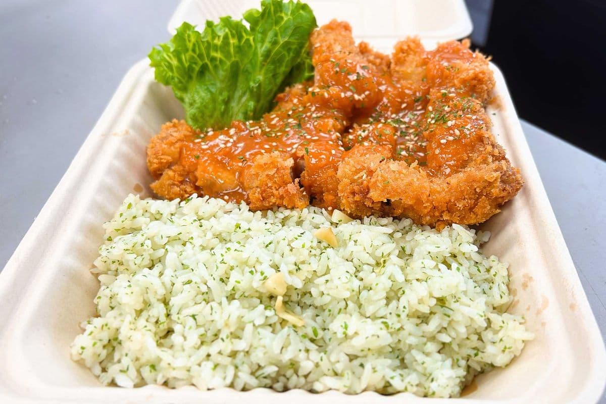Garlic Butter Fried Rice & Spicy-sweet Miso Pork Katsu (Cutlet)