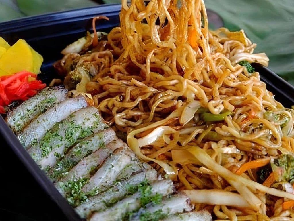 Jerk Pork Belly Yakisoba