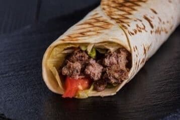 Veal and Lamb Shawarma on Saj Bread (Wrap)