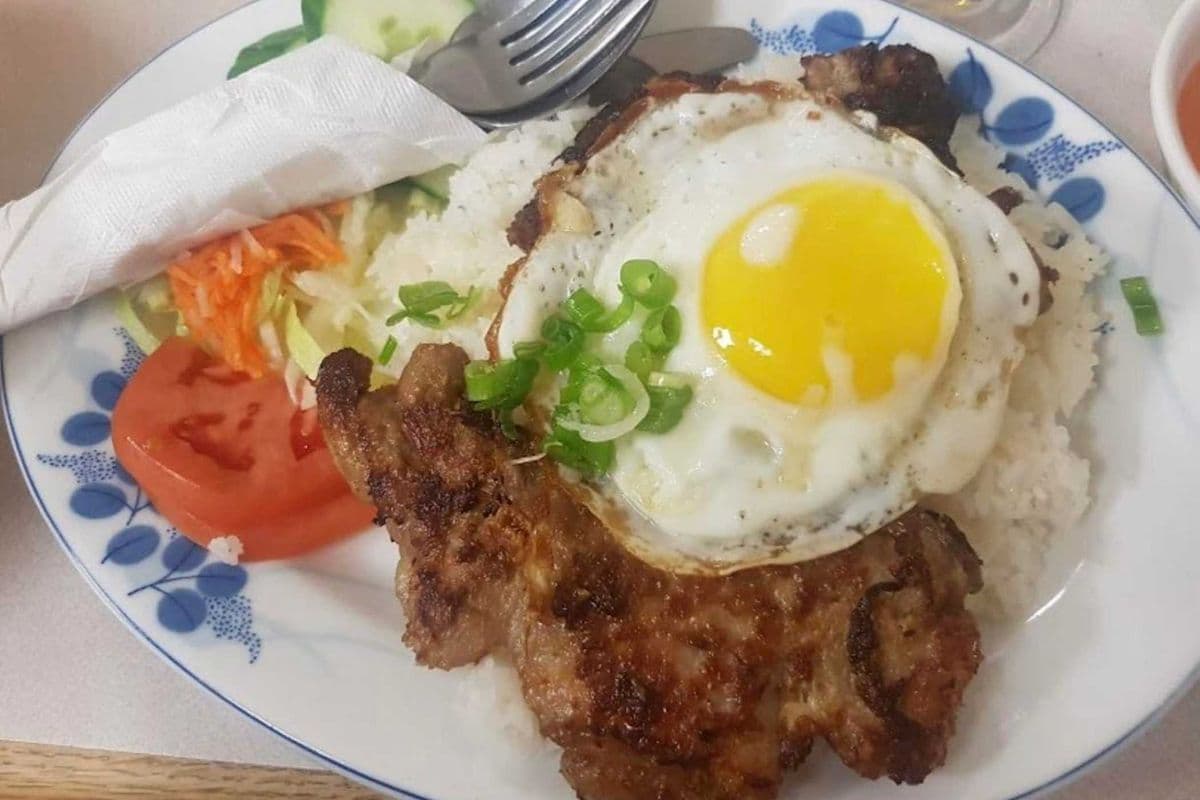65. Fried Egg and Grilled Pork Chop with Rice