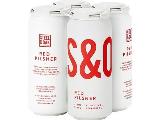 Steel Oak Red Pilsner 4Pack, 473mL craft (5.0% ABV)