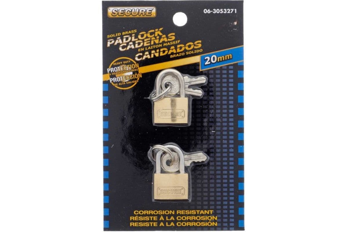 Secure Solid Brass Padlock - 2 Pack