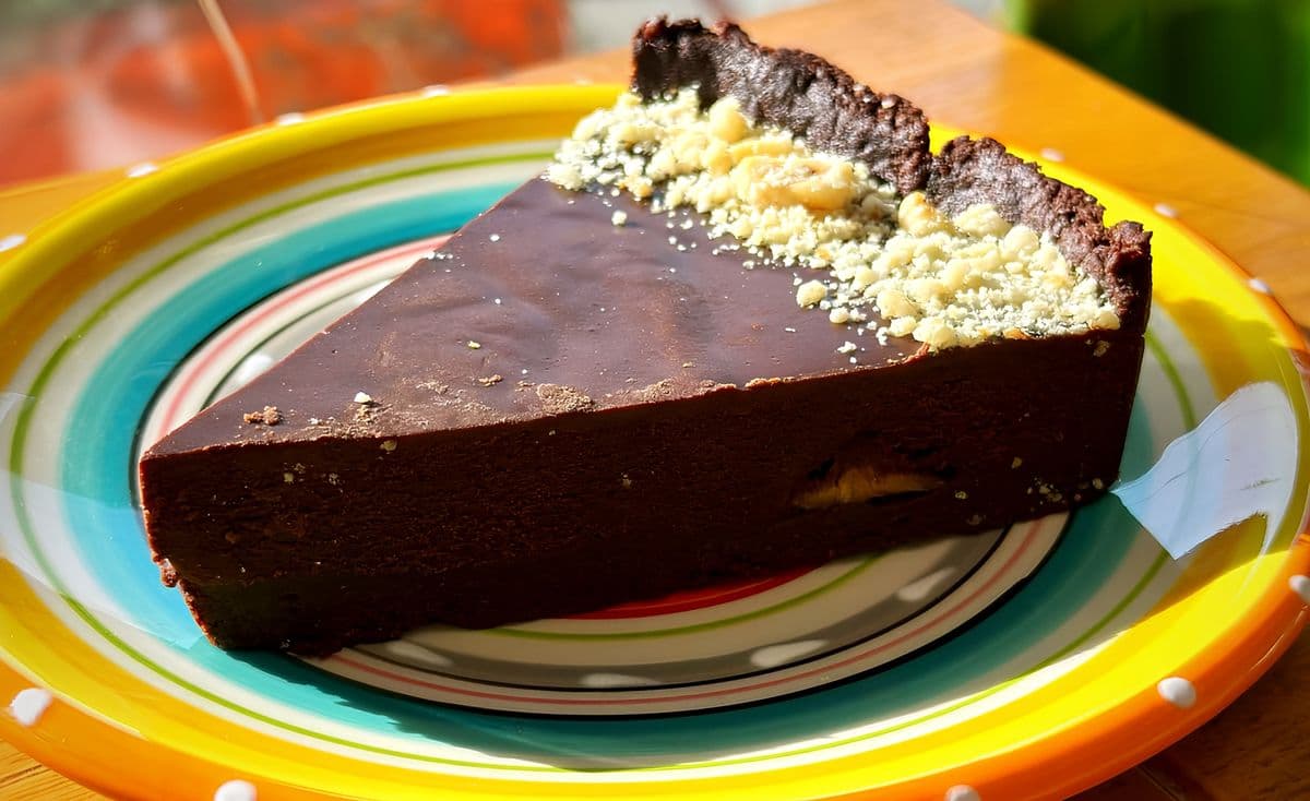 Hazelnut Ganache Tart w/Rum Soaked Bananas (V)(GF)