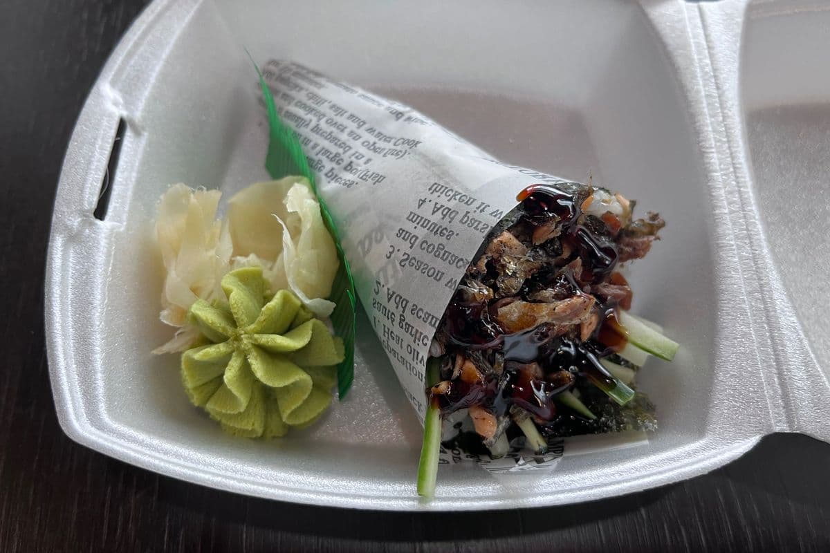 71. Salmon Skin Hand Roll