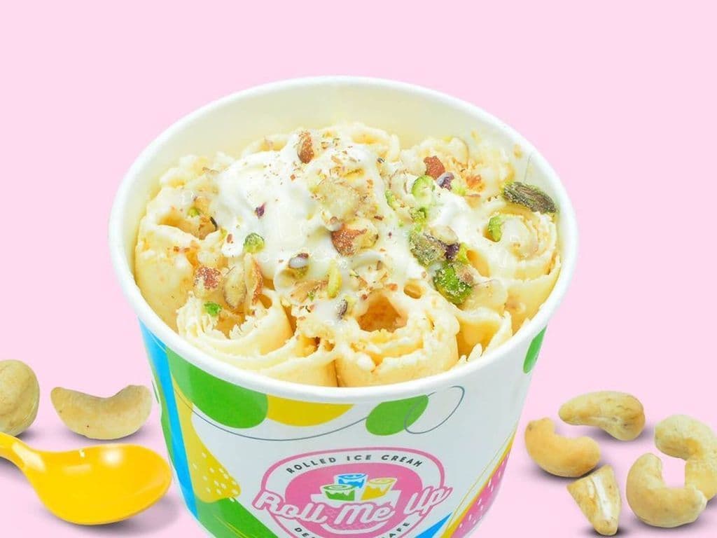 Cashew / Kaju Gulkand Rolled Ice cream