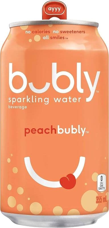 Bubly Boisson D"Eau Pétillante Peche 355ml/ Bubly Sparkling Water  Peach355ml