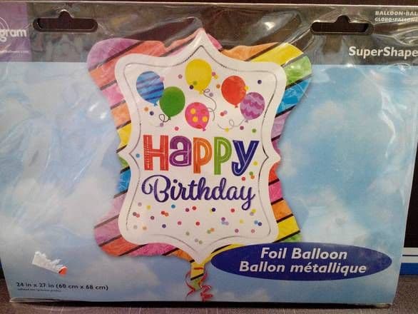 24x27" Super Shape Rectangle Foil Balloon - Happy Birthday