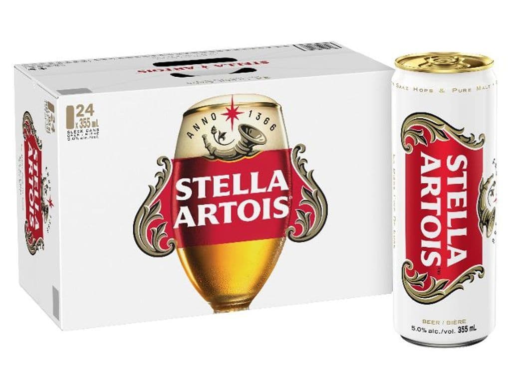 Stella Artois, 355 can beer (5.0% ABV)
