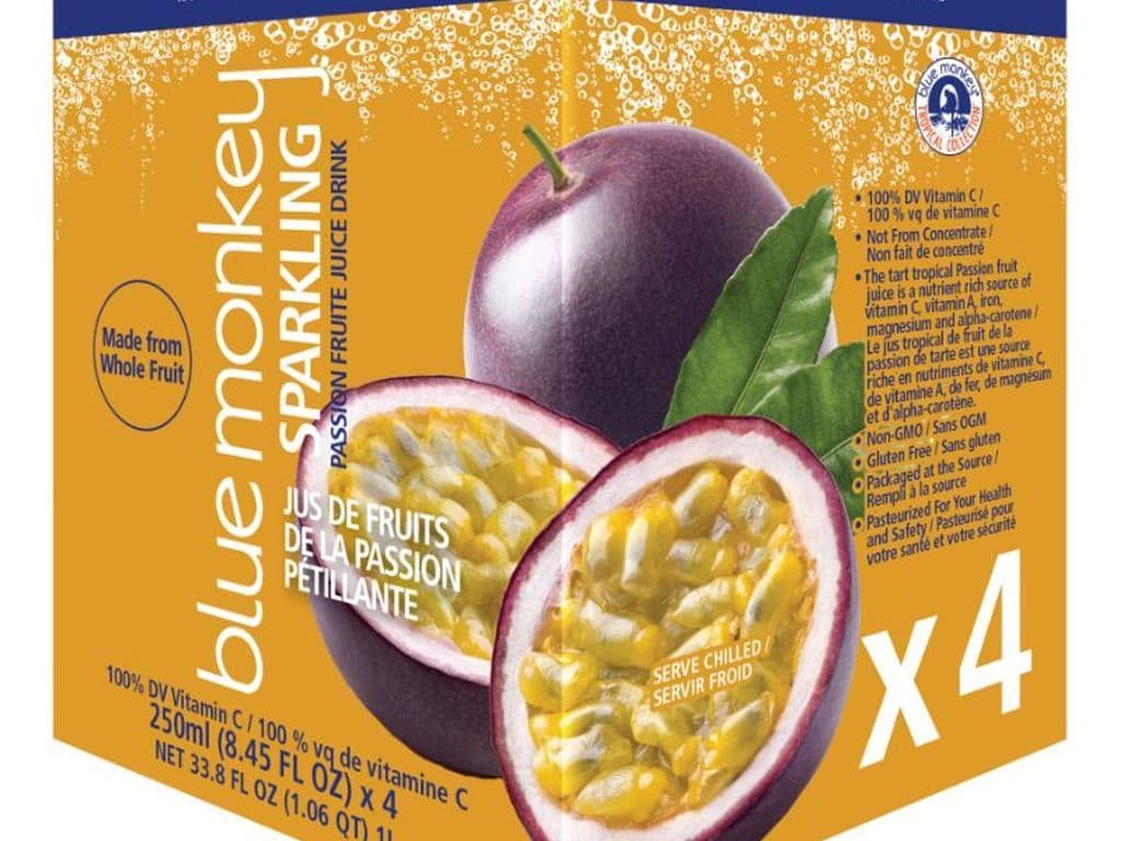 BLUE MONKEY SPARKLING PASSIONFRUIT JUICE 4X250ML