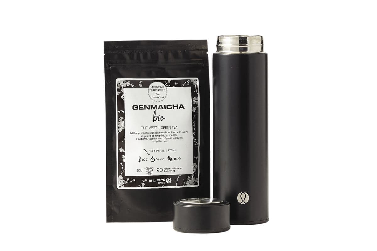 Ensemble Gobelet infuseur & Sachet thé/ Tea infuser bottle & Organic Green Tea Duo