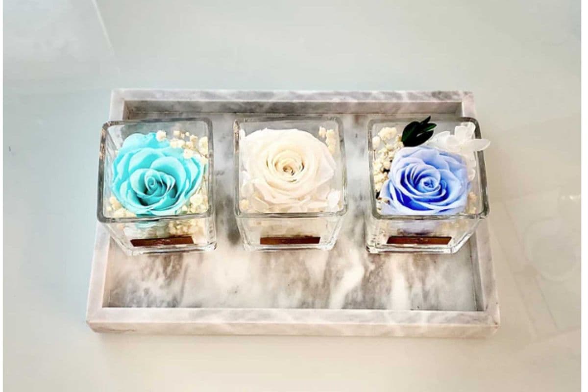 One Love in Square Glass Vase