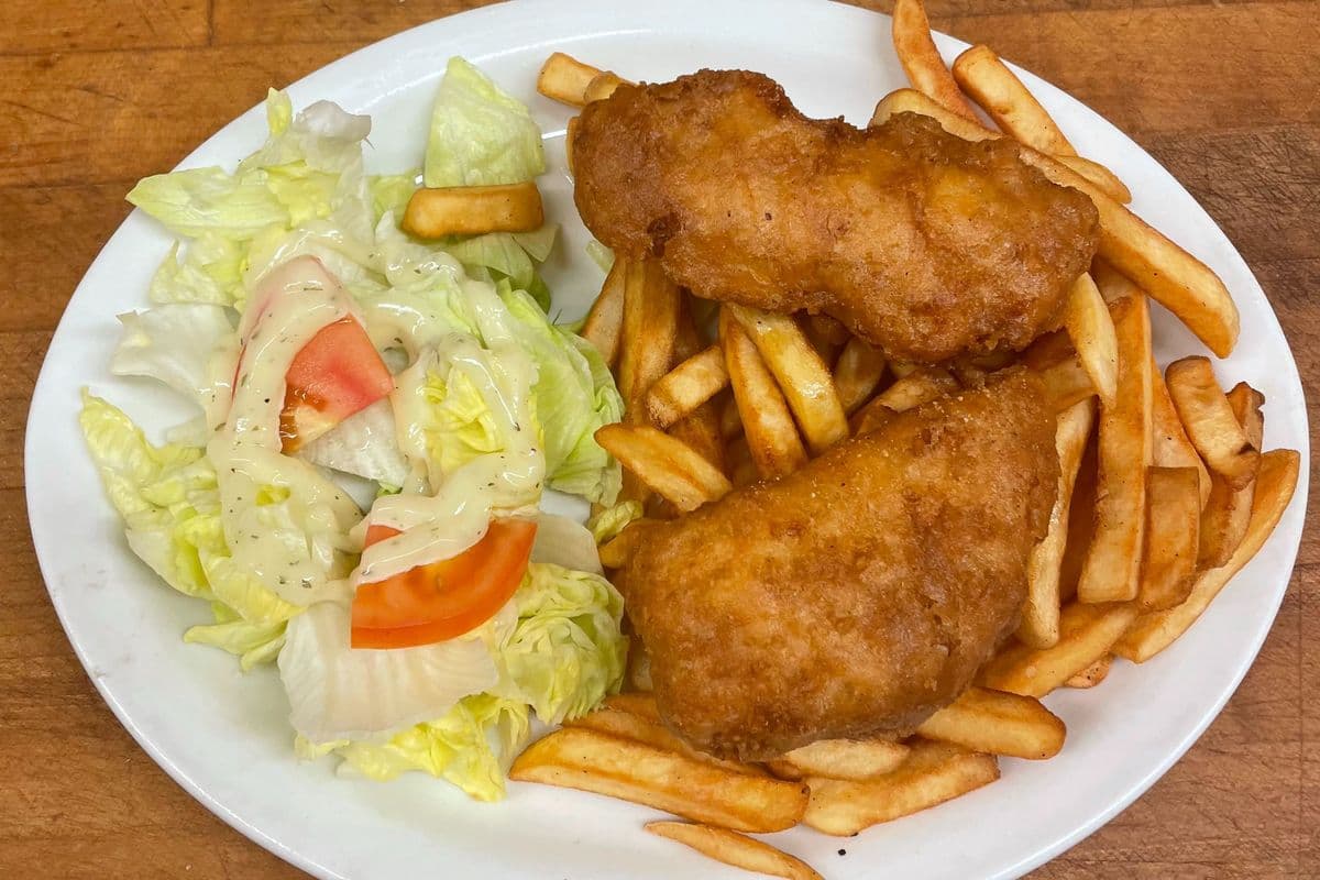 Fish and Chips with French Fries.