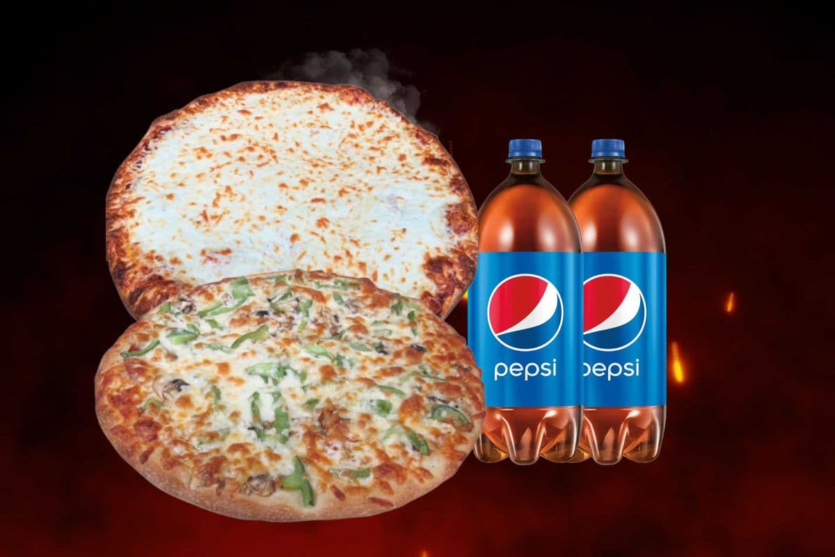 Two Small Two-Topping Pizzas with Two Drinks