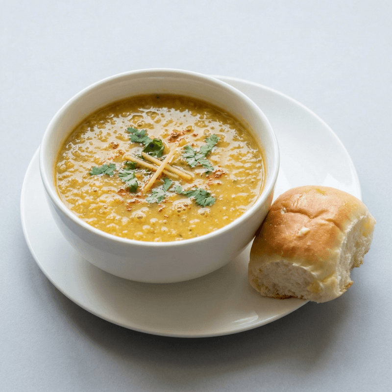 Dal Shorba (Yellow Lentil) Soup with Pav (1 pc)