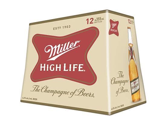 Miller High Life 12bottle, 355ml domestic (4.6% ABV)