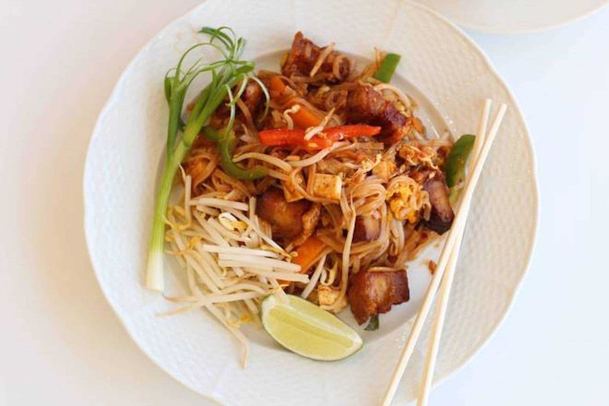 N2. Spicy Tom Yum Pad Thai with Crispy Pork or Shrimps