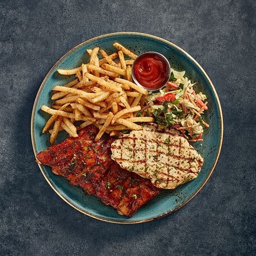 1/2 BBQ Back Ribs - Duo with Chicken (4oz)