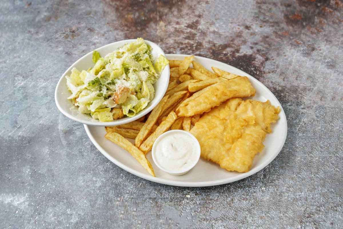 Halibut with Chips and Caesear