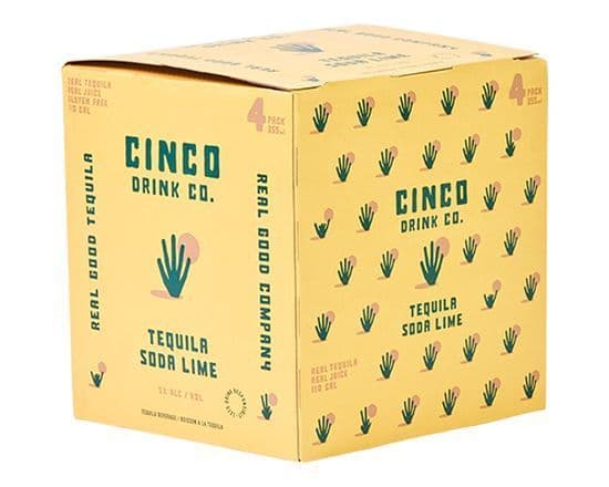 Cinco Drink Co. Tequila Soda, 4 x 355 ml