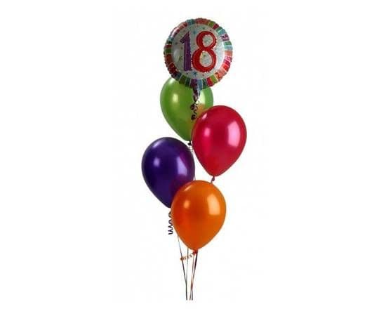 5 Balloons Bundle - 4 Latex 11" Multicolor and 1 Happy Birthday Foil 18" Round Balloon