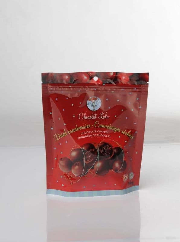 Canneberge séchées enrobés de chocolat noir / Dried Cranberries Coated with Dark Chocolate (140g)