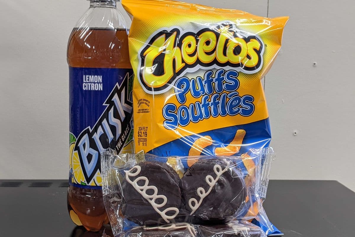ONE CHIP AND ONE POP WITH FREE DESSERT