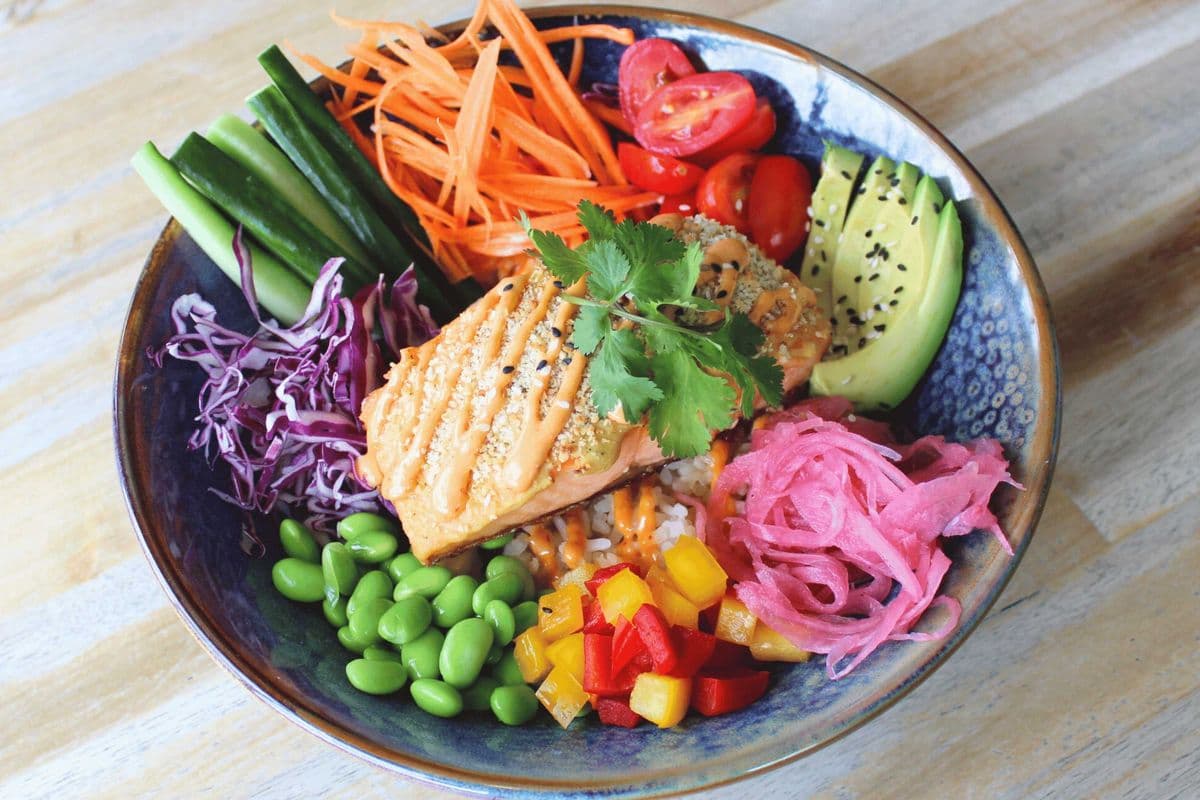 Panko Crust Salmon Bowl (Expect Spice) (Gluten Conscious with Modifications | Cross contamination will occur)