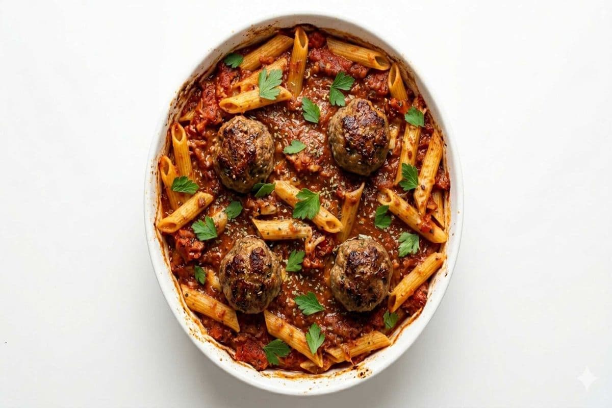 Baked Penne with Meatballs
