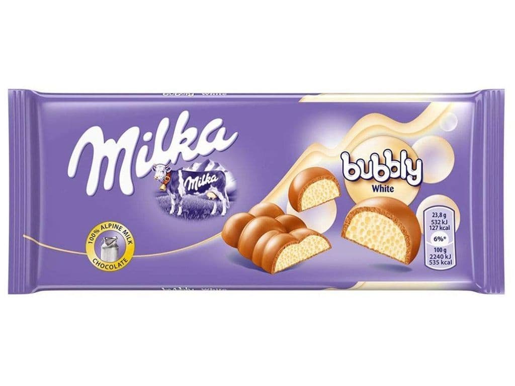 MILKA CHOCOLATE BUBBLY WHITE 95G
