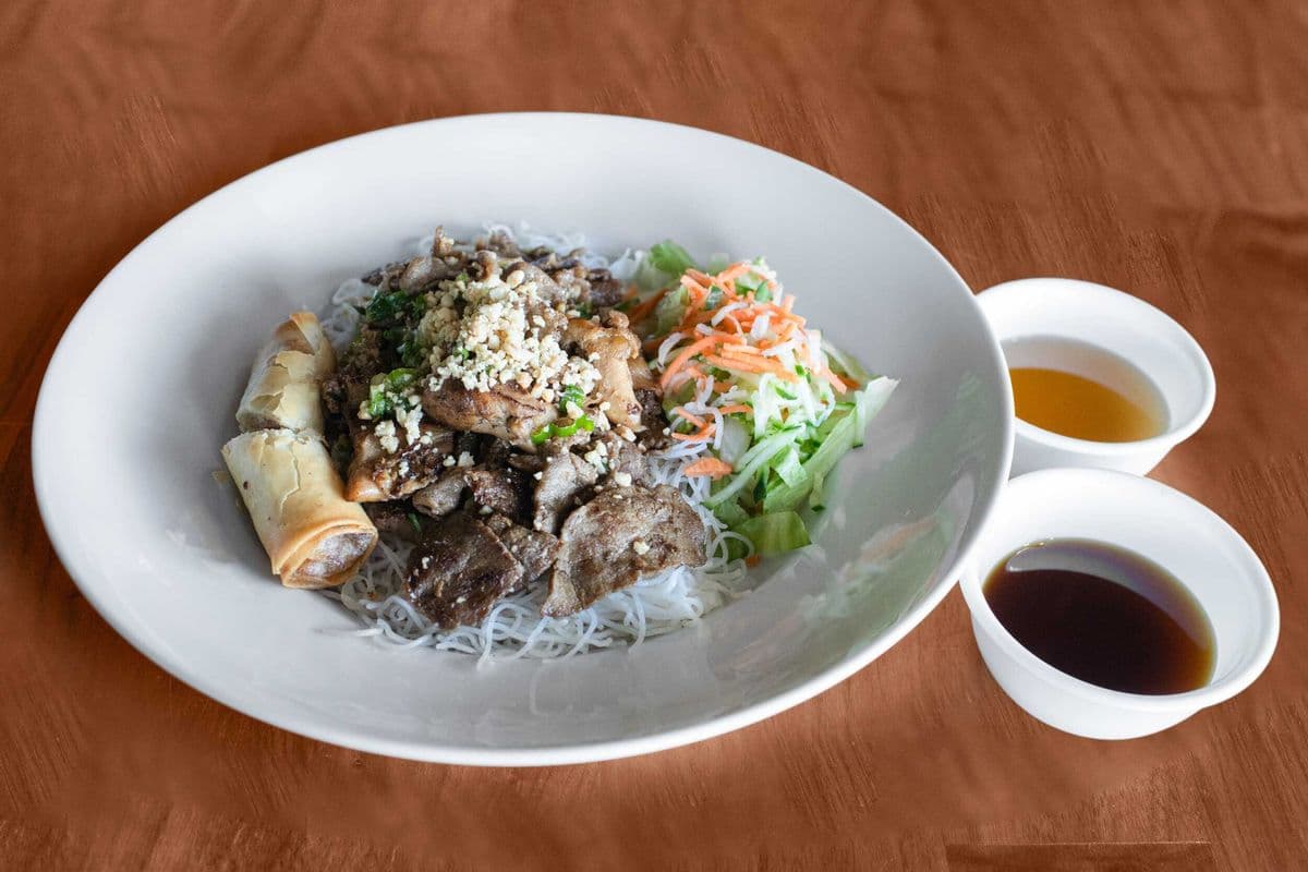 33. Vermicelli, Vegetables, Grilled Beef, Pork, Chicken, and Spring Roll