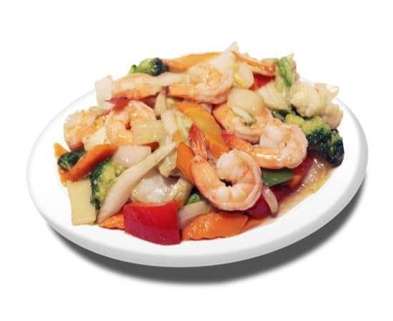 60c. Crevette sautée avec légumes avec riz / Stir Fried Shrimp with Mixed Veggies with rice / 杂菜虾