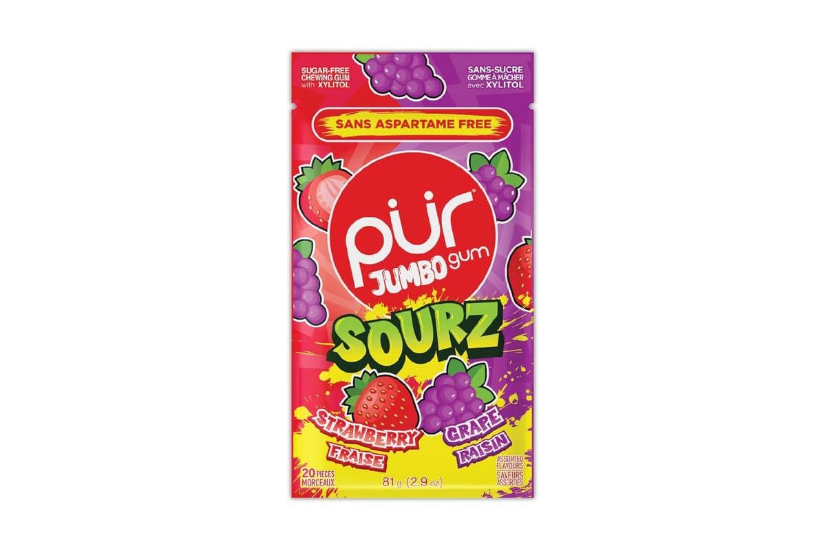 PUR Jumbo Gum - Sourz Strawberry & Grape (81 g) 1024556