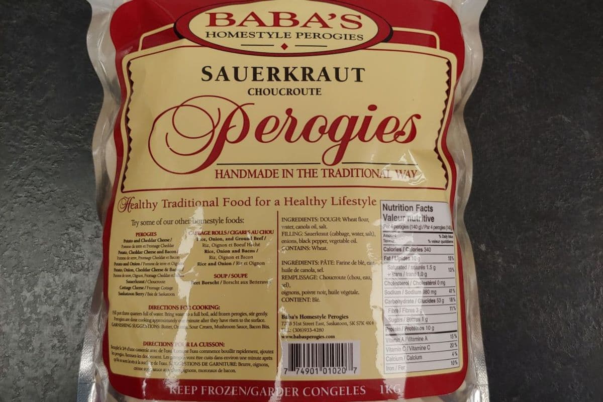 Sauerkraut Perogies (1 kg) - Frozen