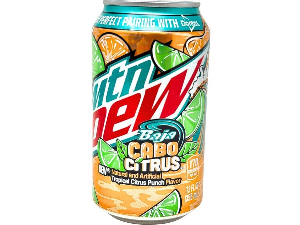 Mountain Dew Baja Cabo Citrus Punch Tropical Soda Pop 355ml Drink Can