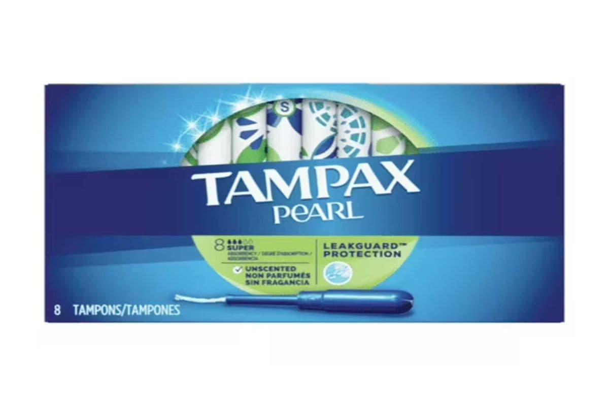 Tampax Pearl Tampons Super Absorbency with LeakGuard Braid, Unscented, 8 Count