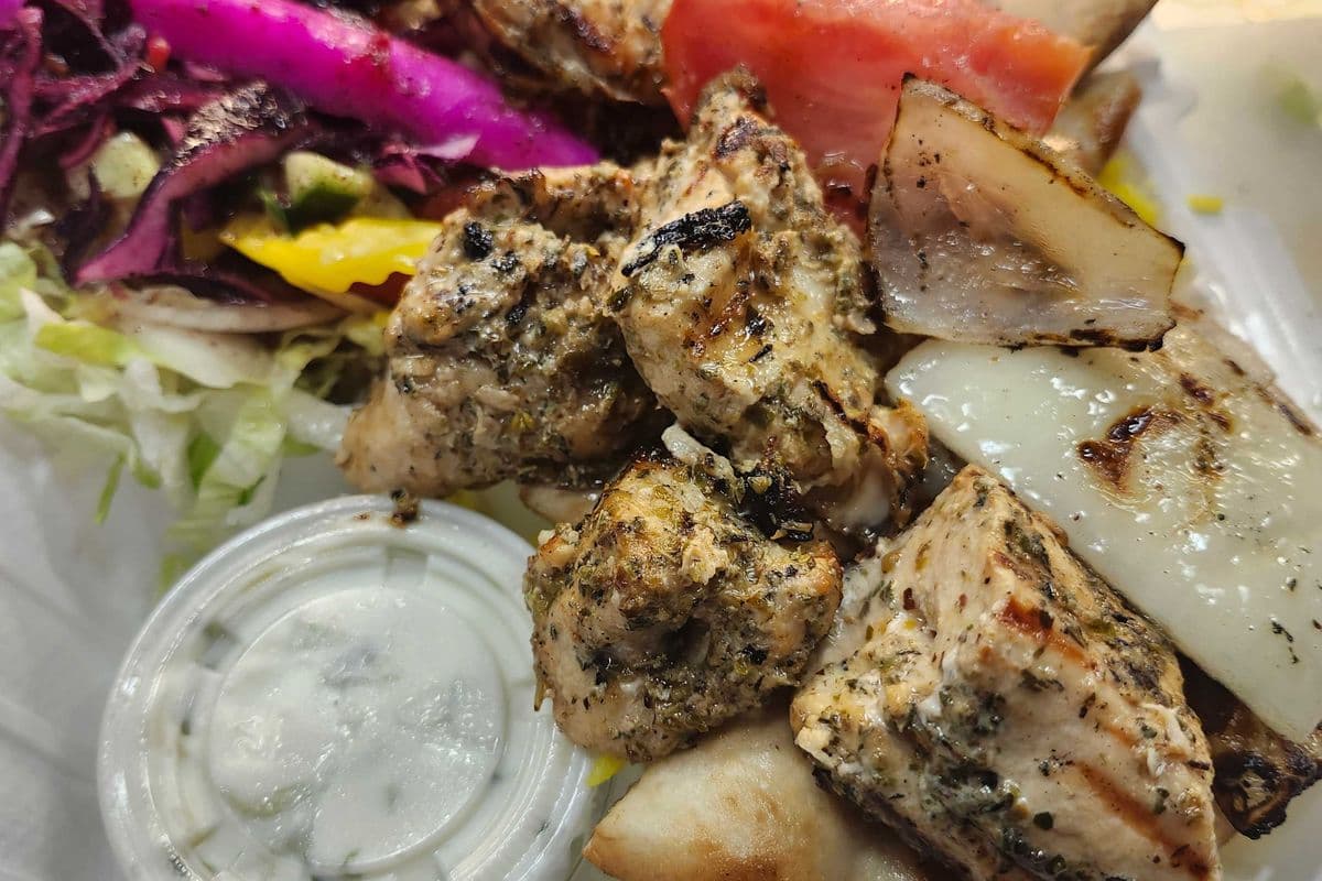 Chicken kebab dinner